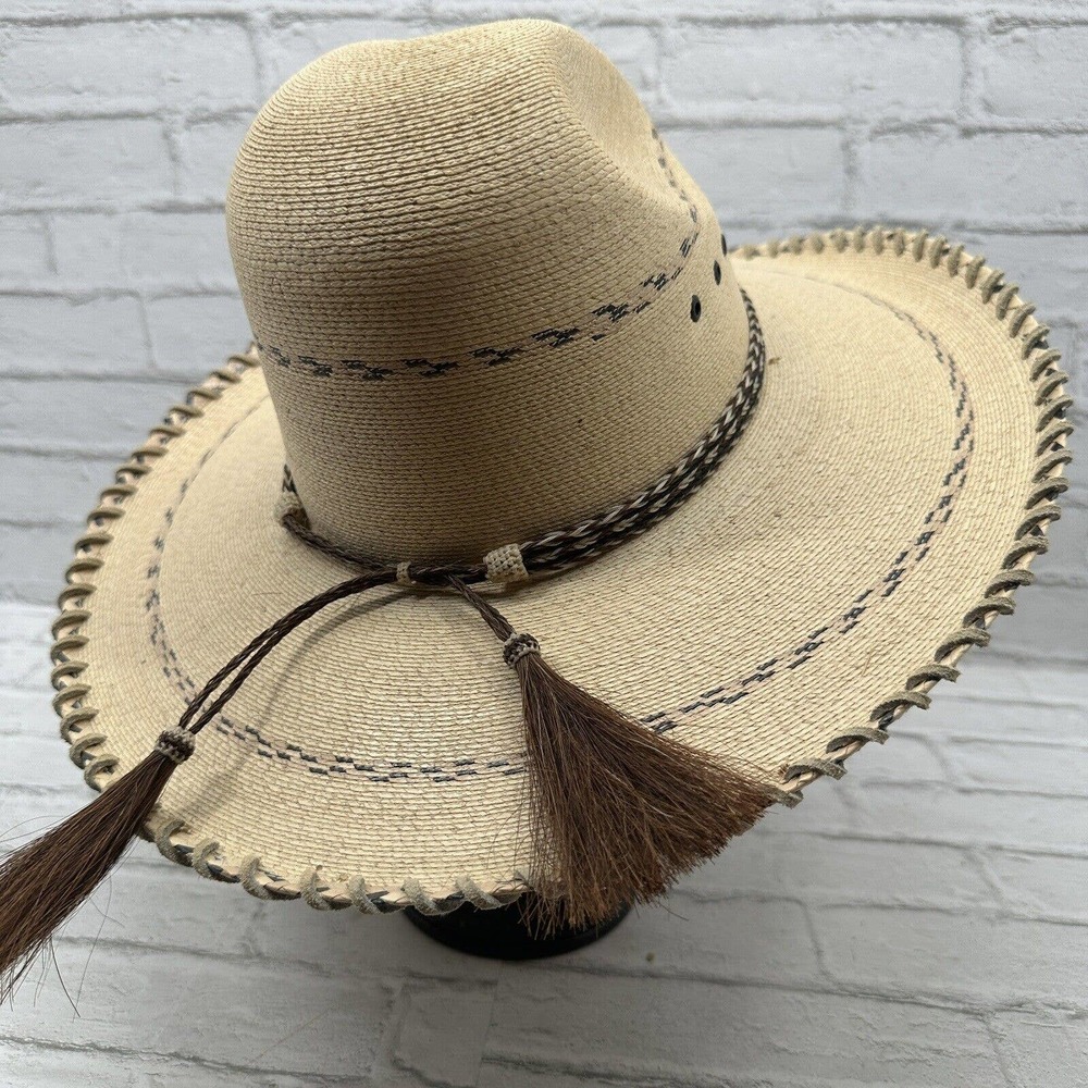 Texas Cowboy Hat Co Men's Genuine Palm Leaf 6 7/8 Horse Hair Tassel